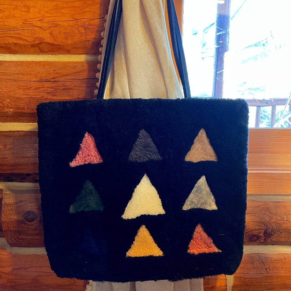 Anthropologie Shearling Primecut Bag Tote, Pre-Owned